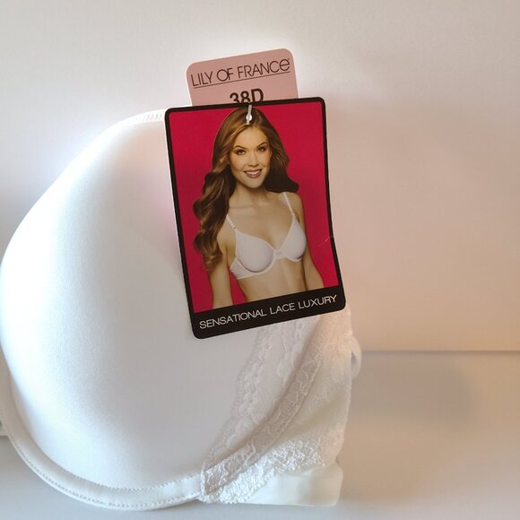 LILLY OF FRANCE WHITE SENSATIONAL LACE LUXURY BRA 38 D - Picture 4 of 7